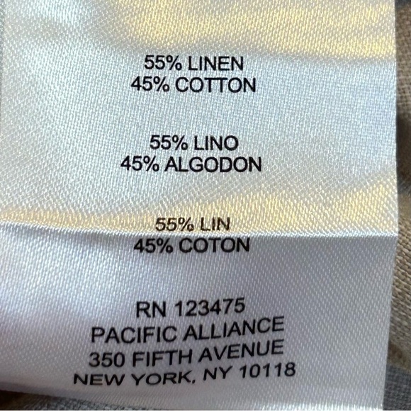 Ellen Tracy Linen Tunic Button Back Top Tan Size Medium - Picture 10 of 10